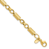 14k Polished and Grooved Fancy Link Men's Bracelet-GB284-8.5