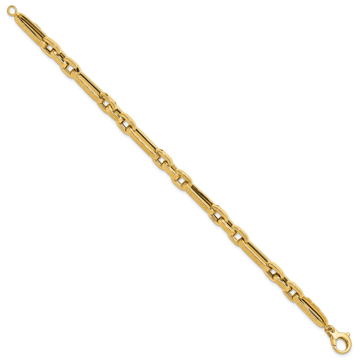 14K Polished and Textured Design Fancy Link Bracelet-GB287-8
