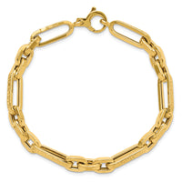 14K Polished and Textured Design Fancy Link Bracelet-GB287-8