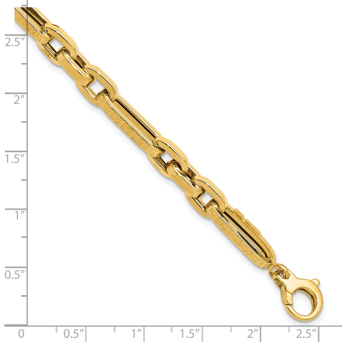 14K Polished and Textured Design Fancy Link Bracelet-GB287-8