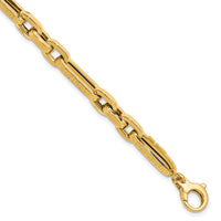 14K Polished and Textured Design Fancy Link Bracelet-GB287-8