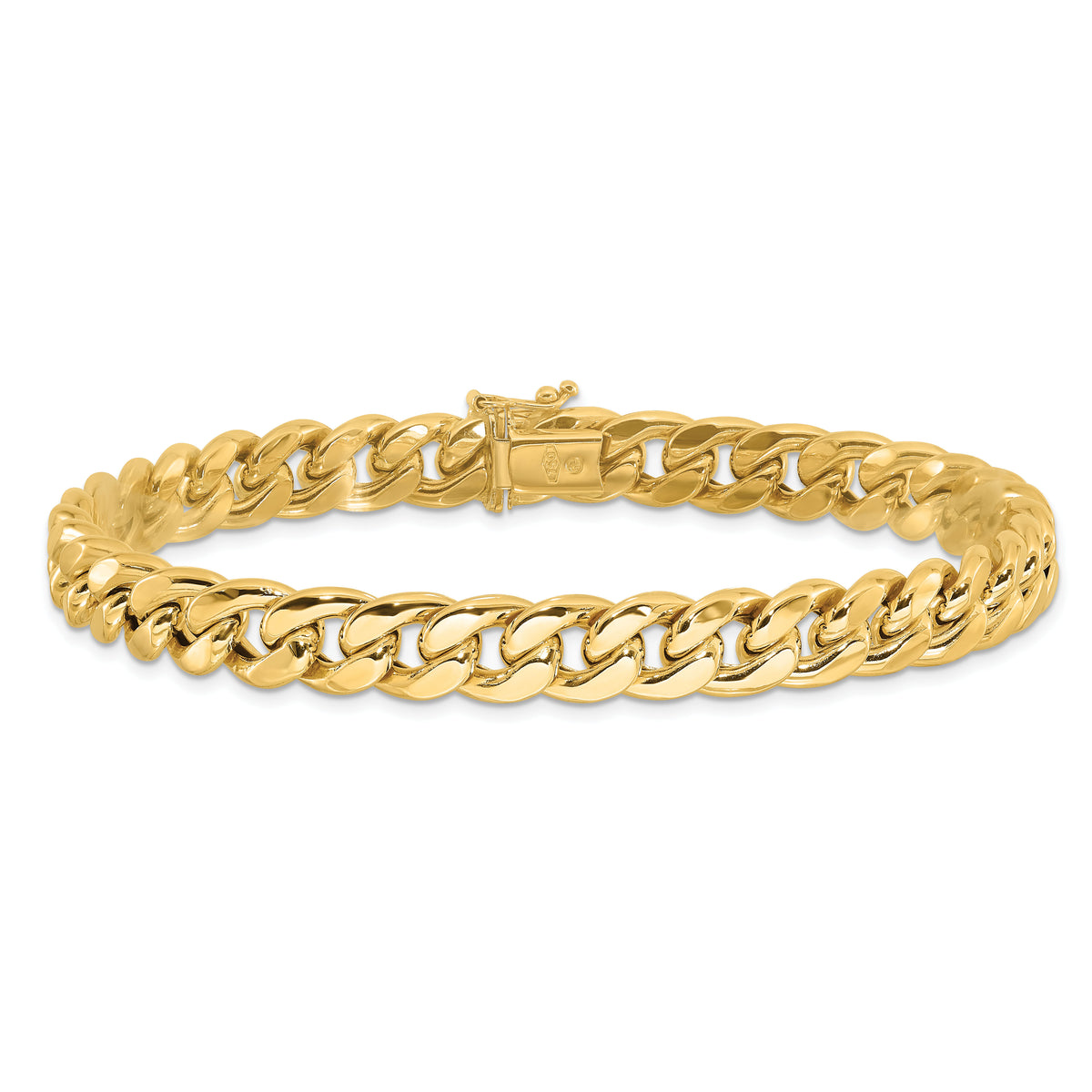 14K Polished Curb Link Men's Bracelet-GB290-9
