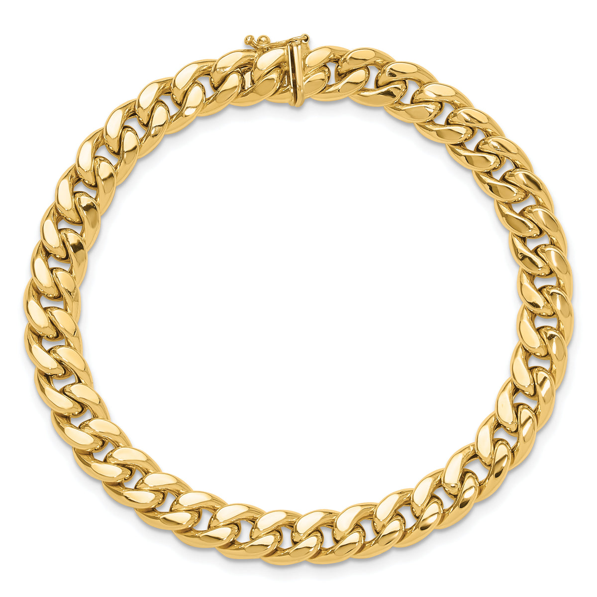14K Polished Curb Link Men's Bracelet-GB290-9
