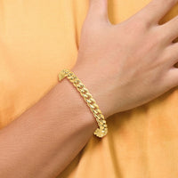 14K Polished Curb Link Men's Bracelet-GB290-9