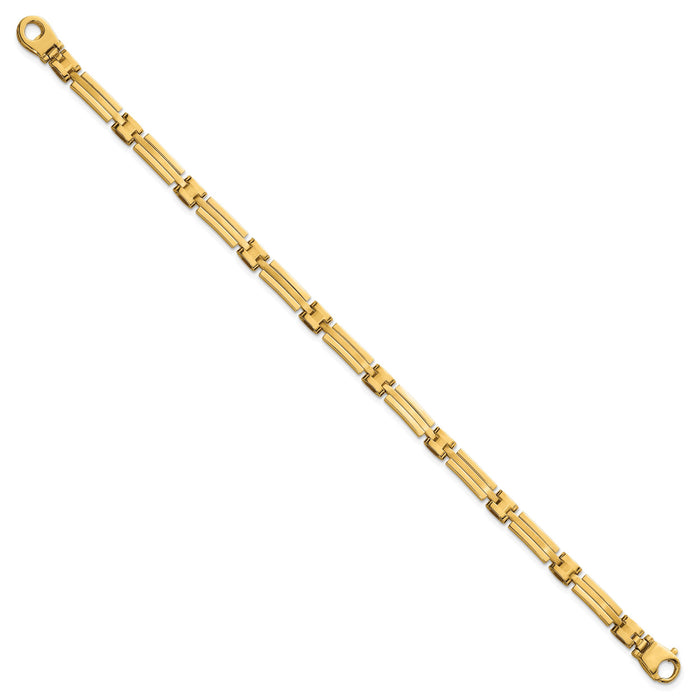 14k Polished and Brushed 5mm Fancy Link Bracelet-GB293-8