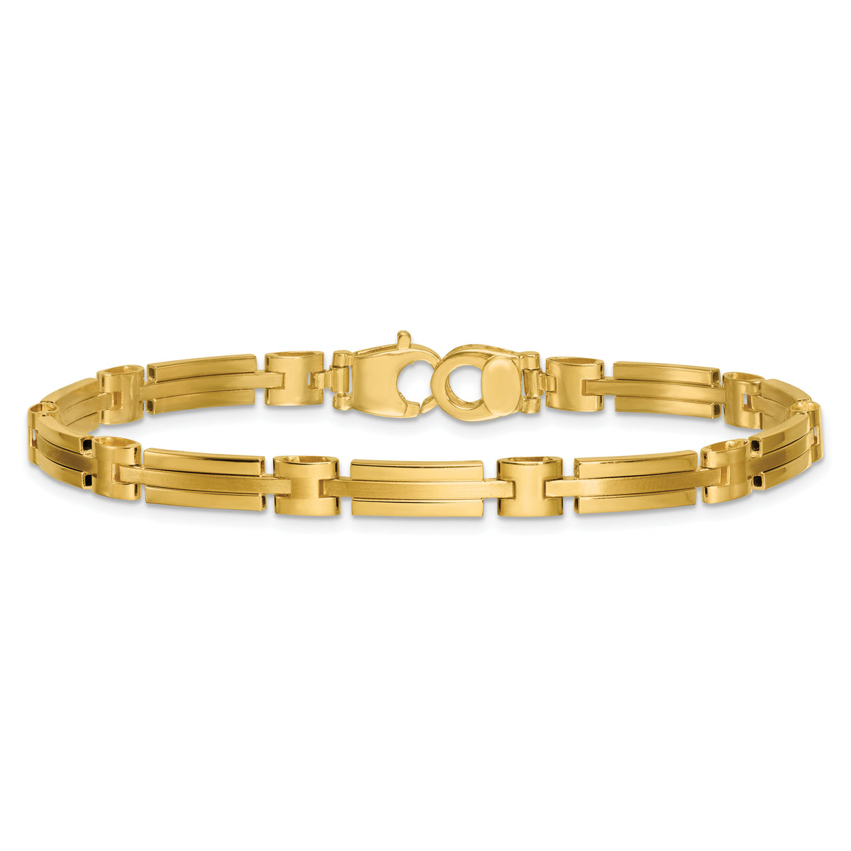 14k Polished and Brushed 5mm Fancy Link Bracelet-GB293-8