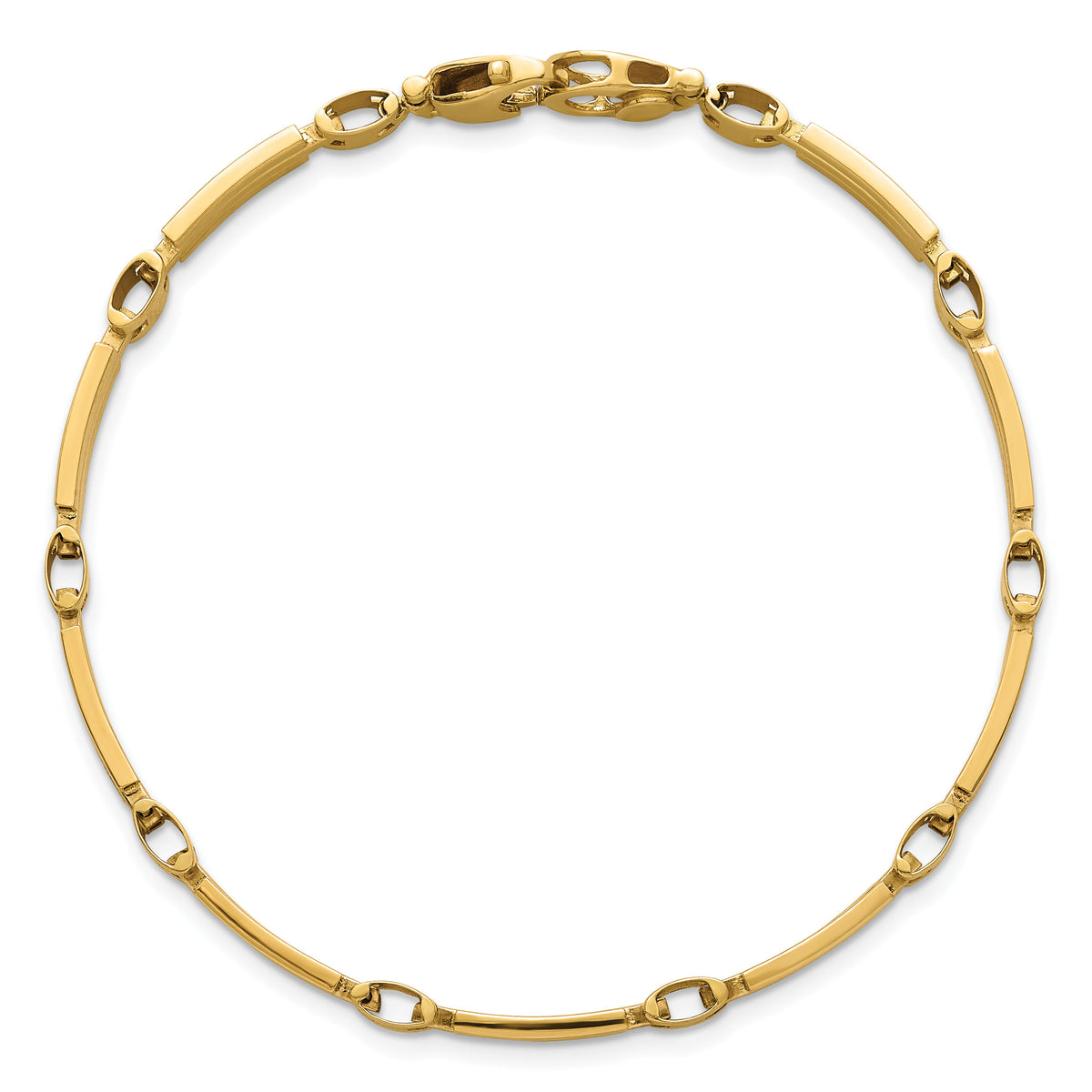 14k Polished and Brushed 5mm Fancy Link Bracelet-GB293-8