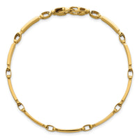 14k Polished and Brushed 5mm Fancy Link Bracelet-GB293-8