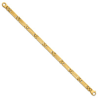 14k Polished and Brushed Fancy Multi Link Bracelet-GB294-8.25