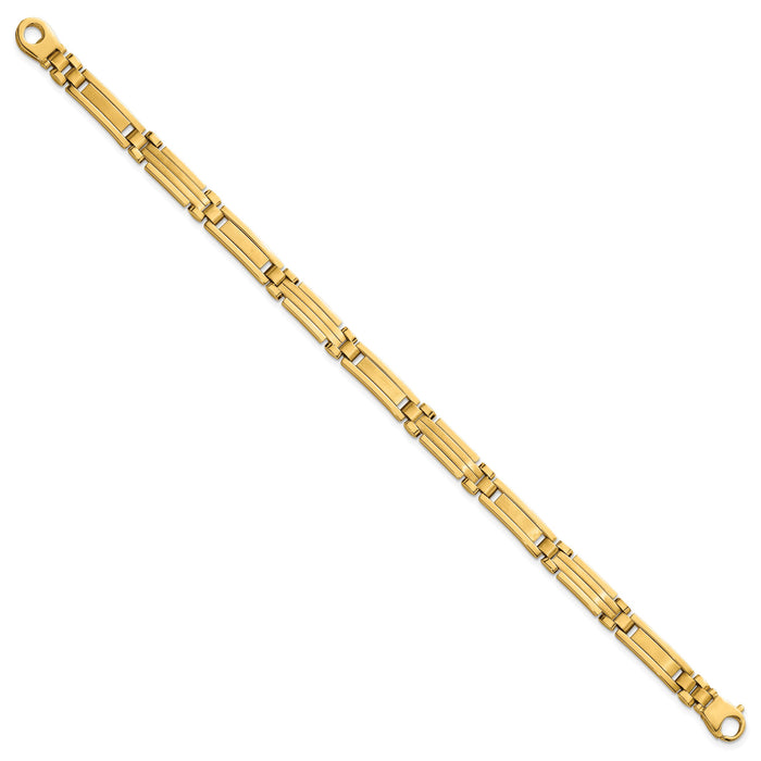 14k Polished and Brushed Fancy Multi Link Bracelet-GB294-8.25