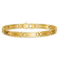 14k Polished and Brushed Fancy Multi Link Bracelet-GB294-8.25