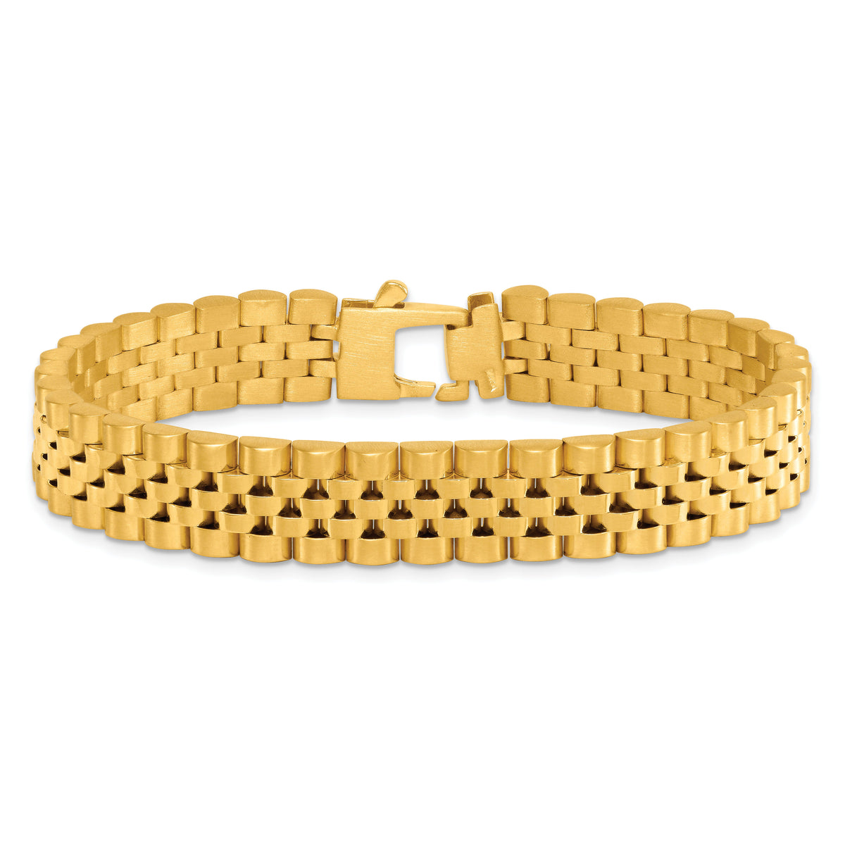 14k Brushed and Polished Fancy Link 12mm Men's Bracelet-GB295-8.5