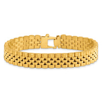 14k Brushed and Polished Fancy Link 12mm Men's Bracelet-GB295-8.5