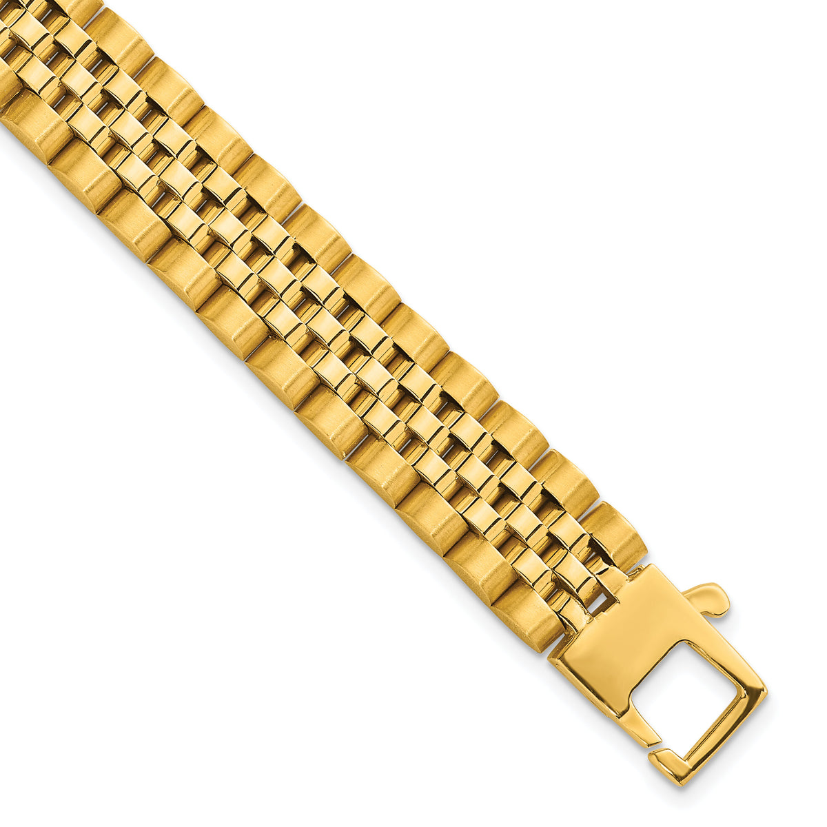 14k Brushed and Polished Fancy Link 12mm Men's Bracelet-GB295-8.5