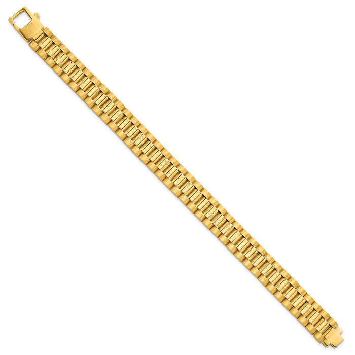 14k Brushed and Polished Fancy Link 12.25mm Men's Bracelet-GB296-8.5