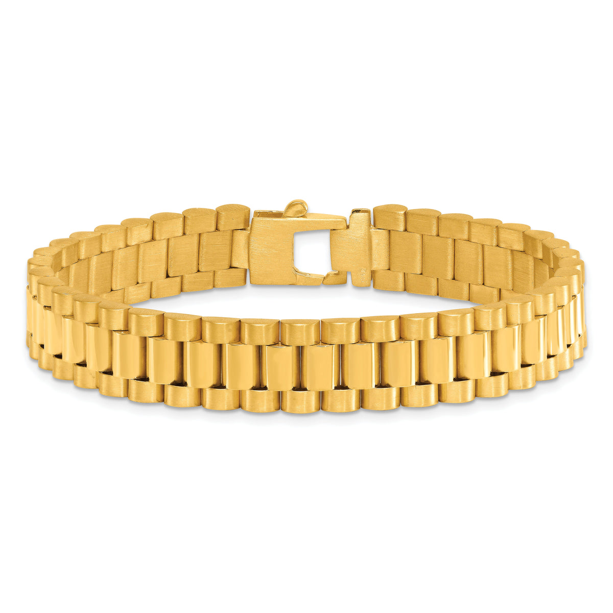 14k Brushed and Polished Fancy Link 12.25mm Men's Bracelet-GB296-8.5