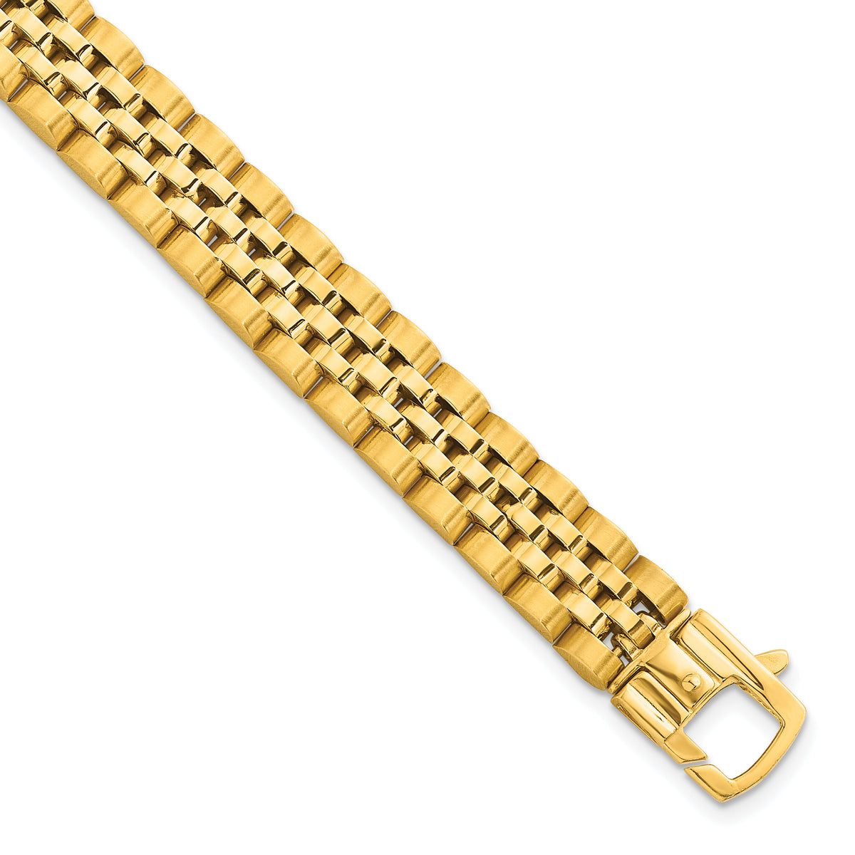 14k Brushed and Polished Fancy Link 10mm Men's Bracelet-GB297-8.5