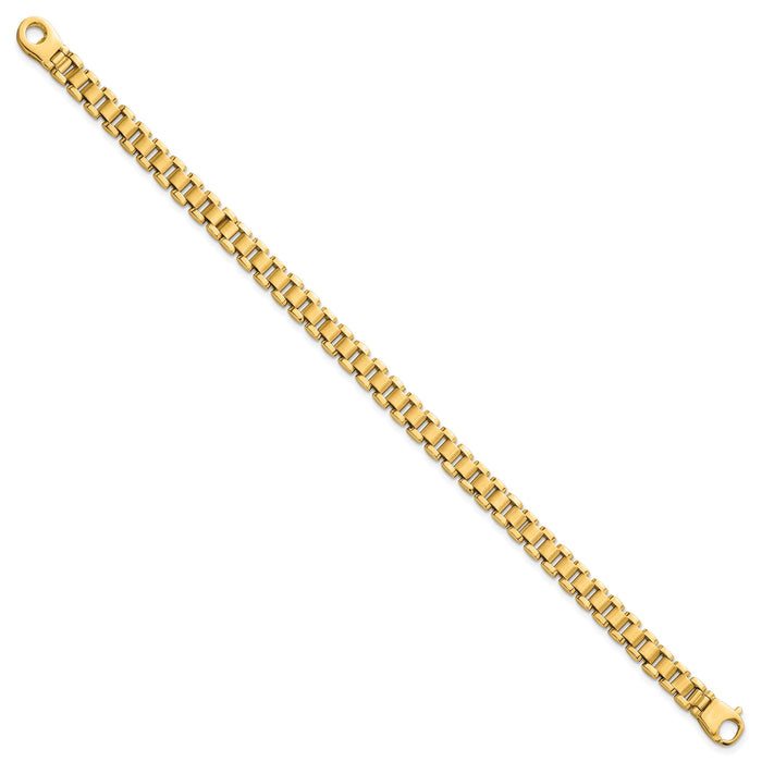 14k Polished and Brushed 8in Fancy Link Bracelet-GB299-8