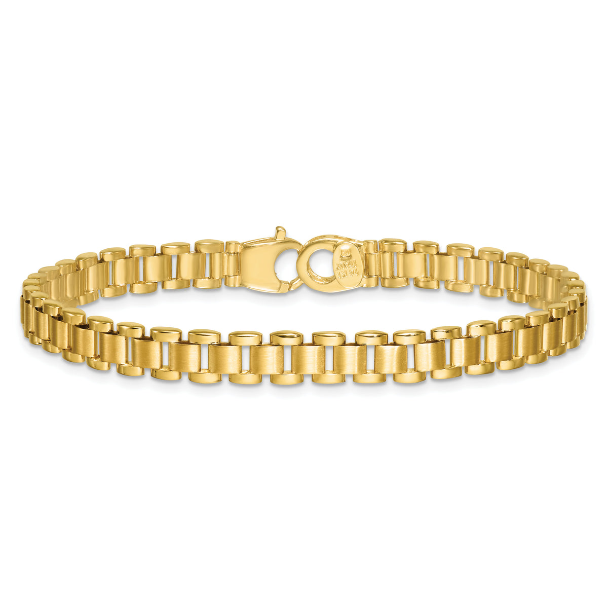 14k Polished and Brushed 8in Fancy Link Bracelet-GB299-8