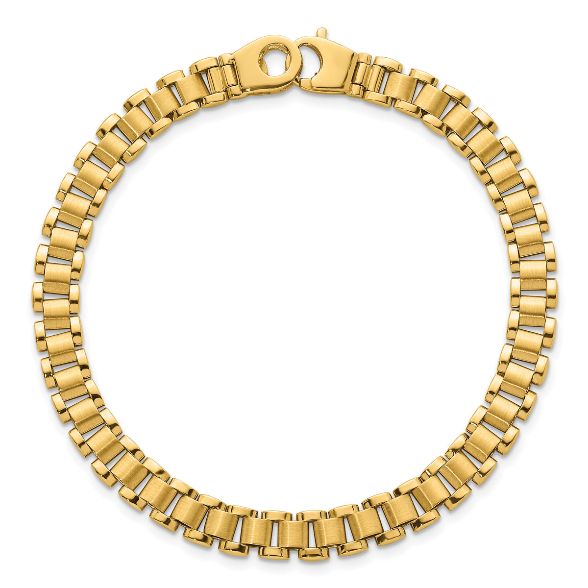 14k Polished and Brushed 8in Fancy Link Bracelet-GB299-8