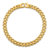 14k Polished and Brushed 8in Fancy Link Bracelet-GB299-8