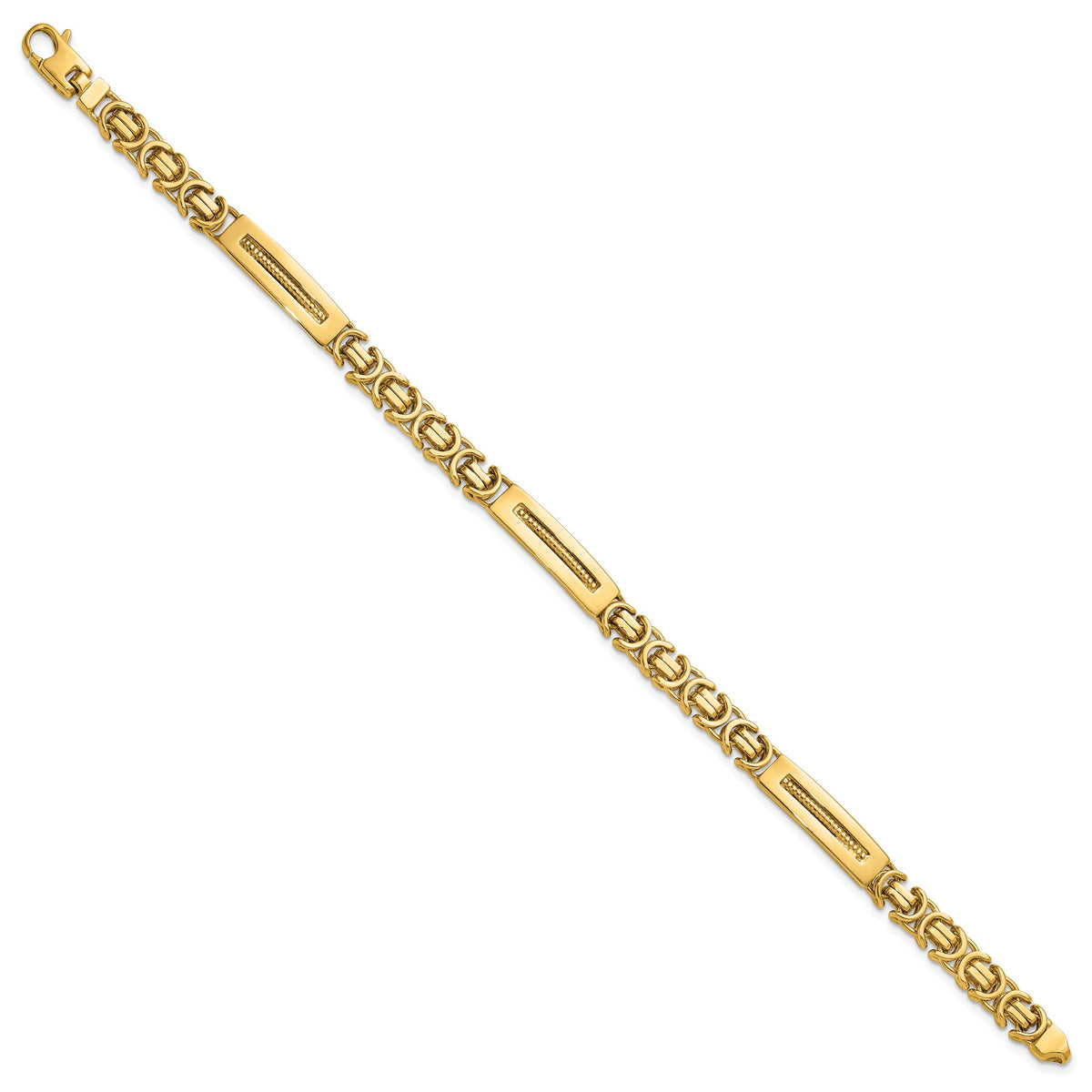 14k Polished Fancy Link and Bars 8 Inch Men's Bracelet-GB300-8