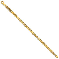 14k Polished Fancy Link and Bars 8 Inch Men's Bracelet-GB300-8