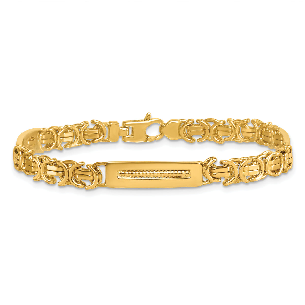 14k Polished Fancy Link and Bars 8 Inch Men's Bracelet-GB300-8