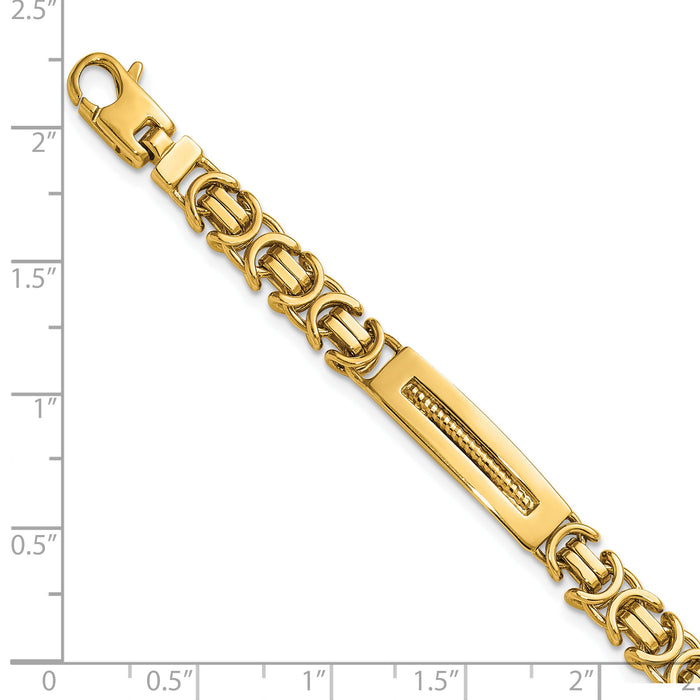 14k Polished Fancy Link and Bars 8 Inch Men's Bracelet-GB300-8