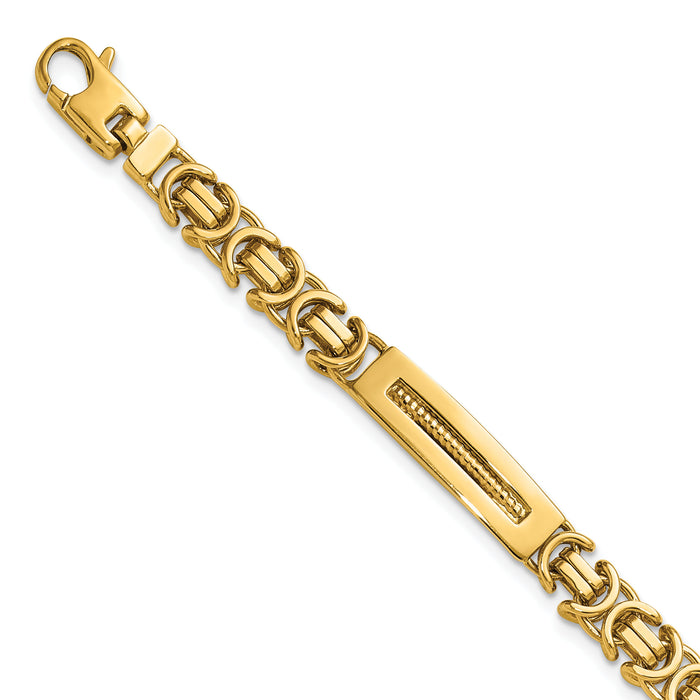 14k Polished Fancy Link and Bars 8 Inch Men's Bracelet-GB300-8