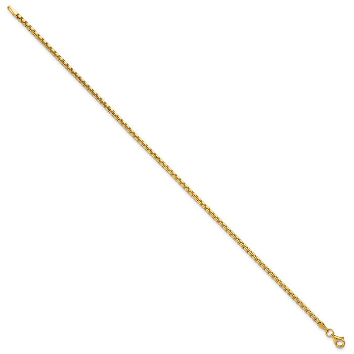 14k Polished Rounded Box Chain 2.25mm Men's Bracelet-GB301-8.5