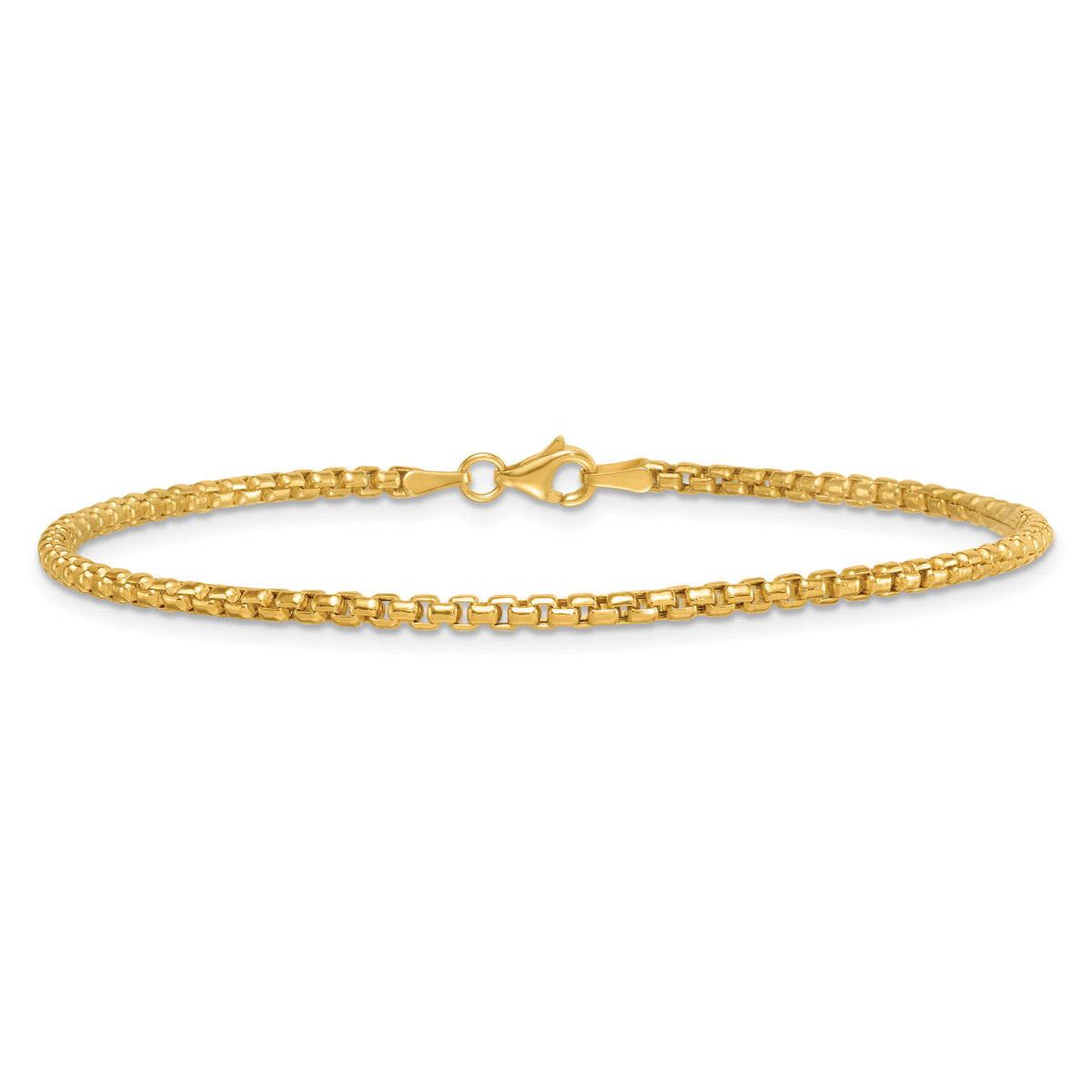14k Polished Rounded Box Chain 2.25mm Men's Bracelet-GB301-8.5
