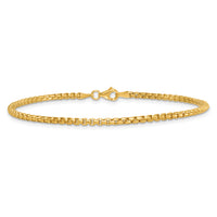 14k Polished Rounded Box Chain 2.25mm Men's Bracelet-GB301-8.5