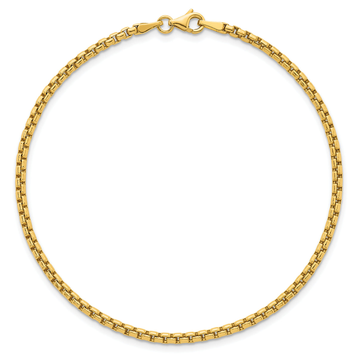 14k Polished Rounded Box Chain 2.25mm Men's Bracelet-GB301-8.5
