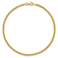 14k Polished Rounded Box Chain 2.25mm Men's Bracelet-GB301-8.5