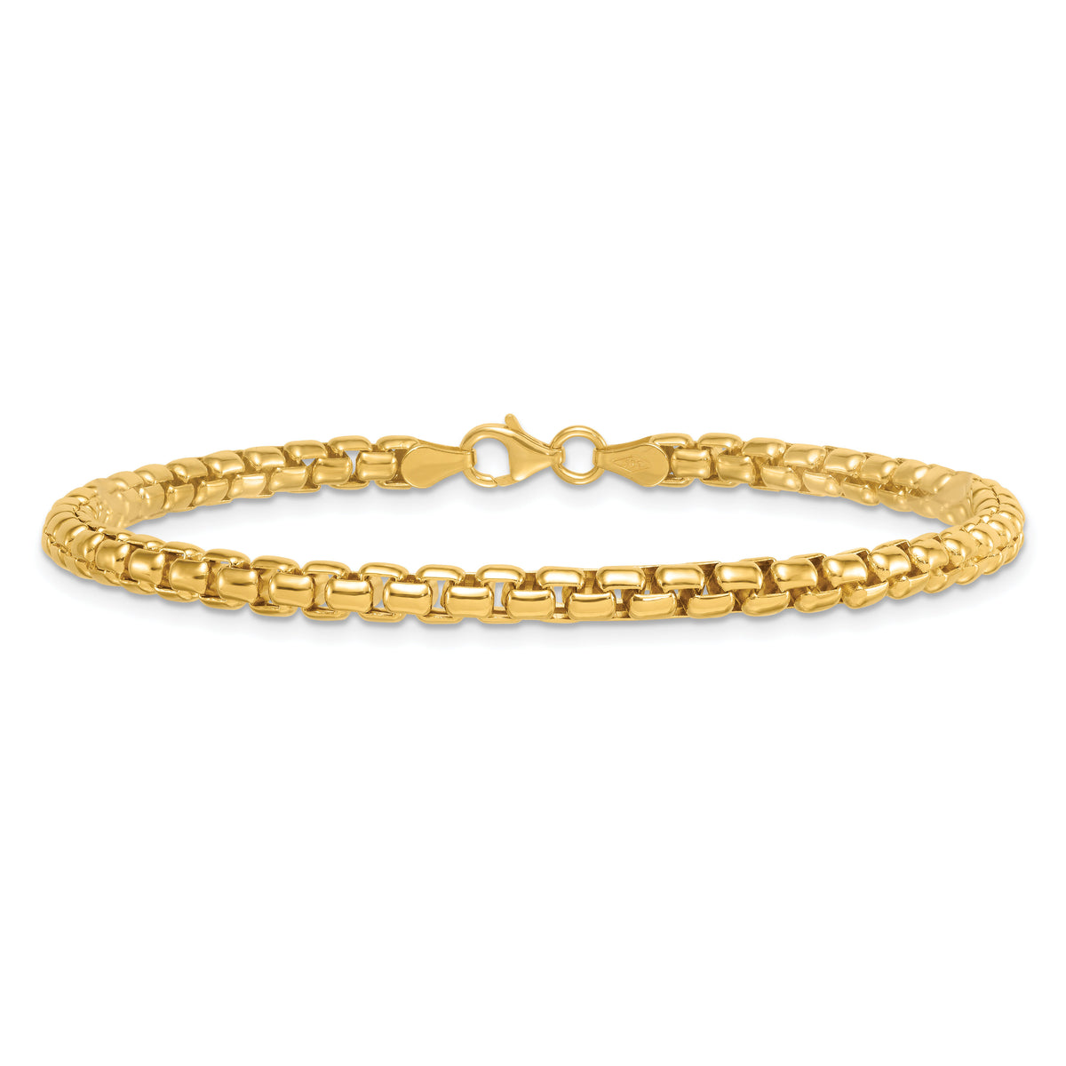 14k Polished Rounded Box Chain 4.25mm Men's Bracelet-GB303-8.5