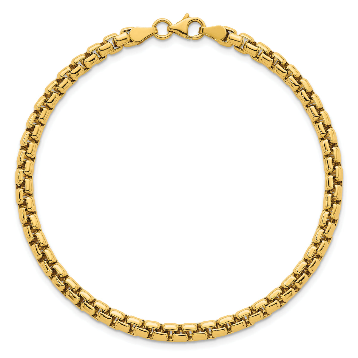 14k Polished Rounded Box Chain 4.25mm Men's Bracelet-GB303-8.5