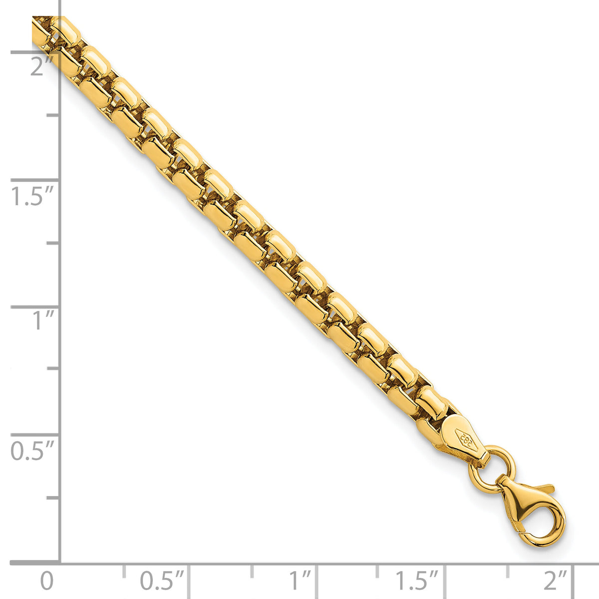 14k Polished Rounded Box Chain 4.25mm Men's Bracelet-GB303-8.5
