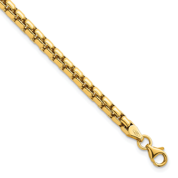 14k Polished Rounded Box Chain 4.25mm Men's Bracelet-GB303-8.5