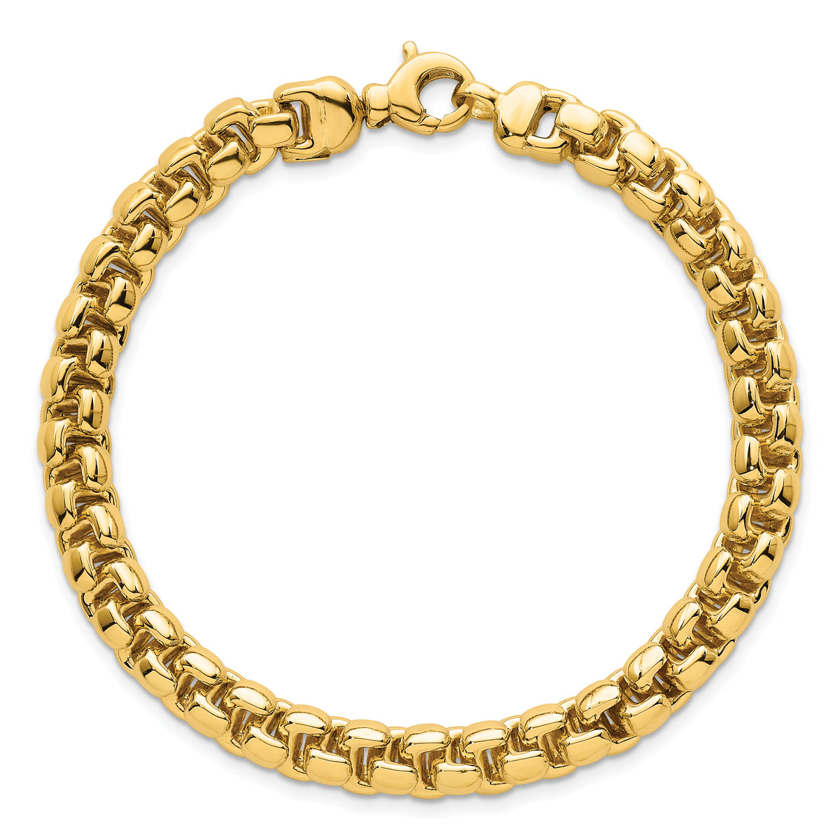14k Polished Fancy Square Link 7.5mm Bracelet-GB304-8