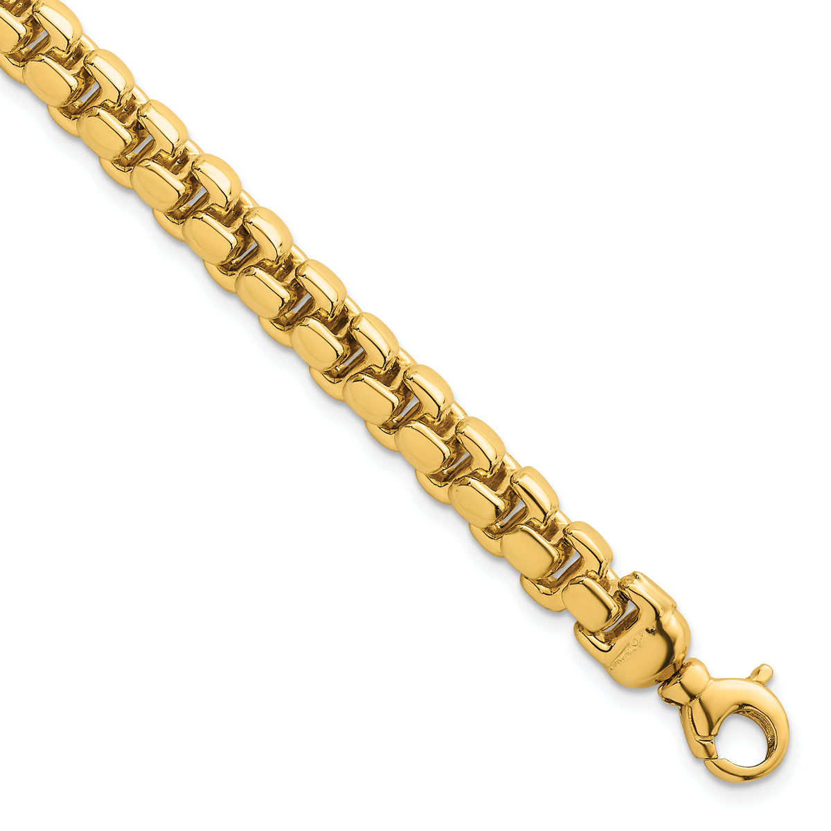 14k Polished Fancy Square Link 7.5mm Bracelet-GB304-8