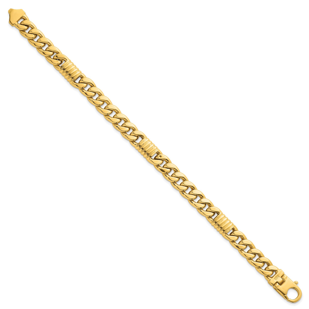 14k Polished Fancy Curb Chain 8.75mm Men's Bracelet-GB305-8.5
