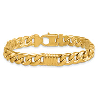 14k Polished Fancy Curb Chain 8.75mm Men's Bracelet-GB305-8.5
