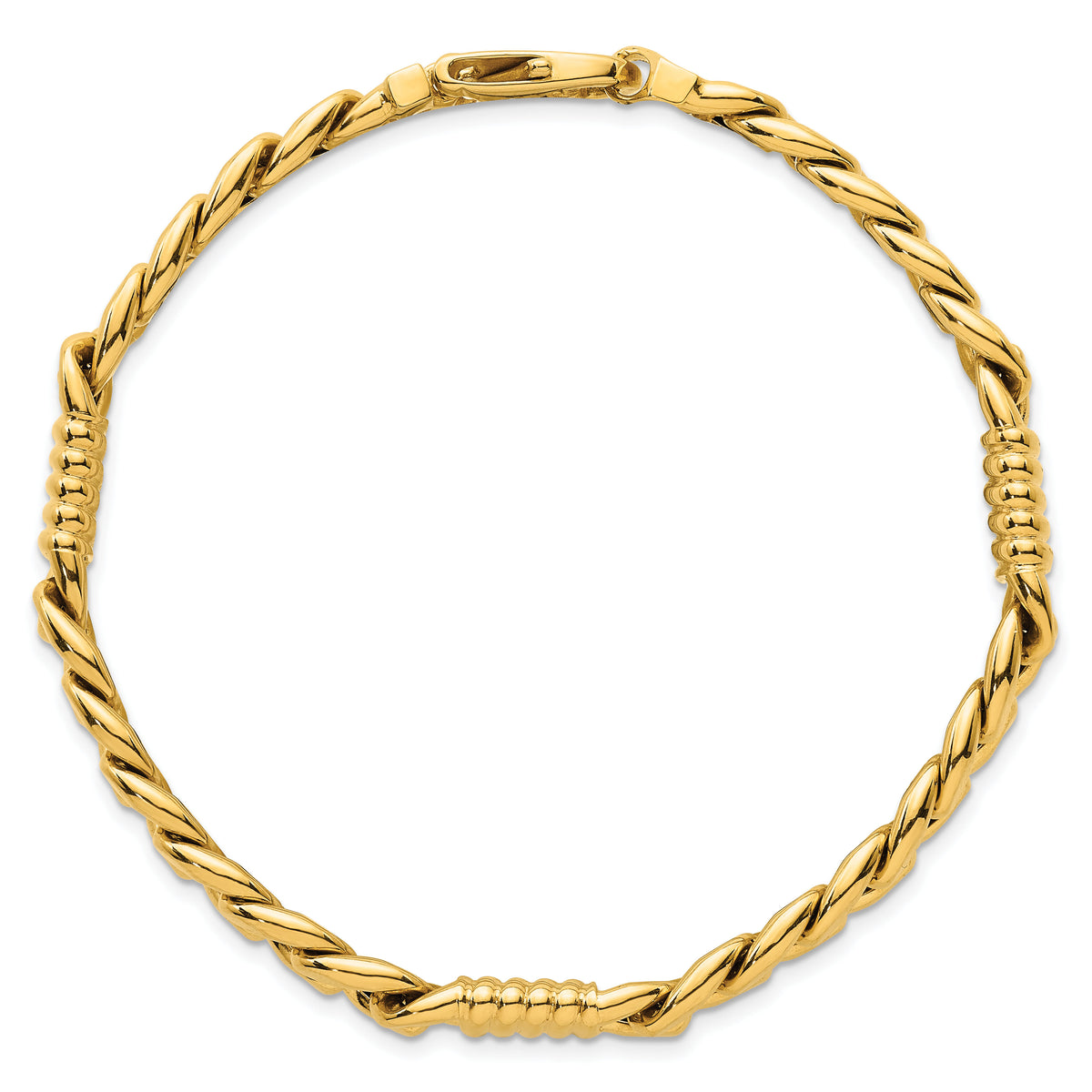 14k Polished Fancy Curb Chain 8.75mm Men's Bracelet-GB305-8.5