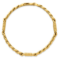 14k Polished Fancy Curb Chain 8.75mm Men's Bracelet-GB305-8.5