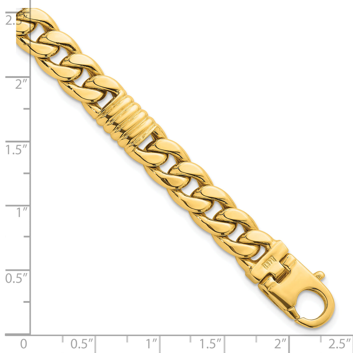 14k Polished Fancy Curb Chain 8.75mm Men's Bracelet-GB305-8.5