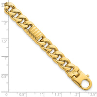 14k Polished Fancy Curb Chain 8.75mm Men's Bracelet-GB305-8.5