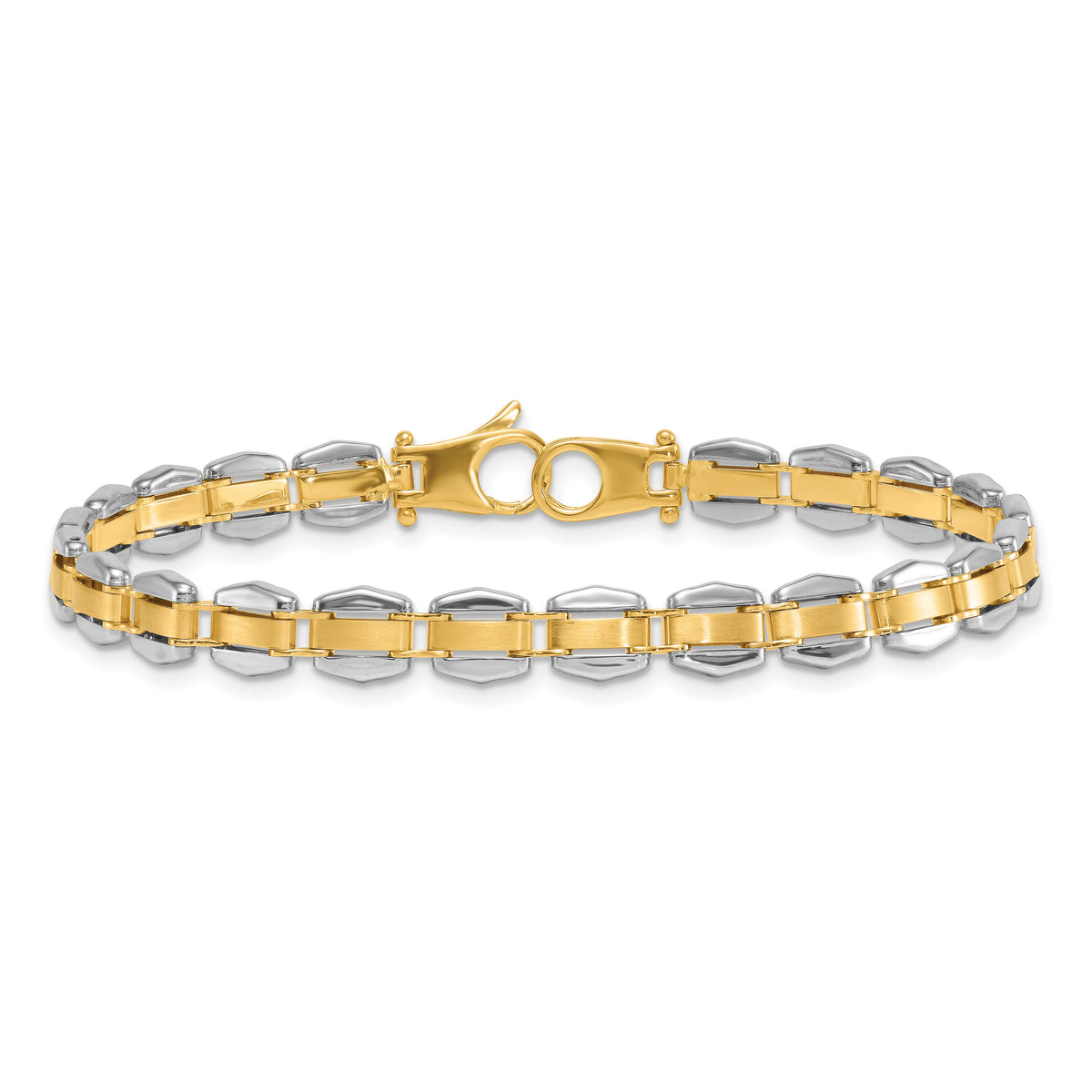 14k Two-tone Polished 8in. Fancy Link Bracelet-GB307-8