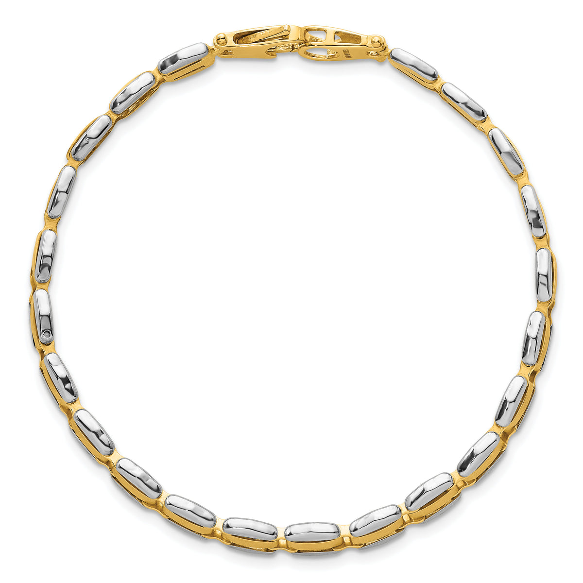 14k Two-tone Polished 8in. Fancy Link Bracelet-GB307-8