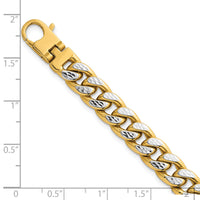 14k w/White Rhodium Pave Flat Curb Chain 8.5mm Men's Bracelet-GB308-8.5